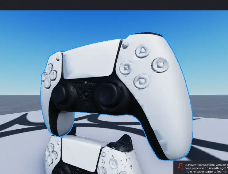 A Roblox Studio comparison showing the clean processed model in front of the speckled raw generated model